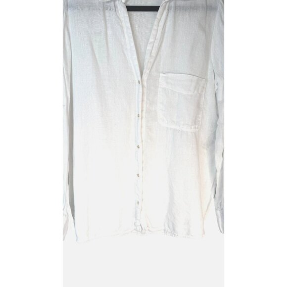 2/$30 ZARA Medium White Linen V-Neck Blouse With Button-Up Front - Picture 6 of 11